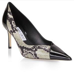 Jimmy Choo Cass 75 Snake-Printed Leather Pumps 37.5/7.5